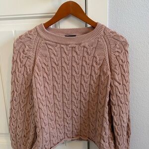 J. Crew Cable Knit Sweater in Blush Pink